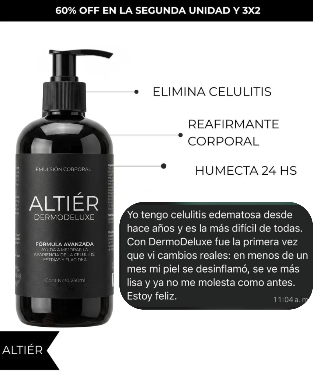 DERMODELUXE – Emulsión Corporal Anticelulitis, Antiflacidez y Efecto Drenante